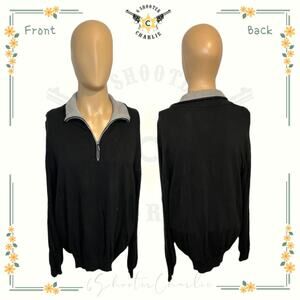 Valda by Tosacano Men's Cotton Blend Pullover 1/4 Zip Sweater Black Gray Size XL